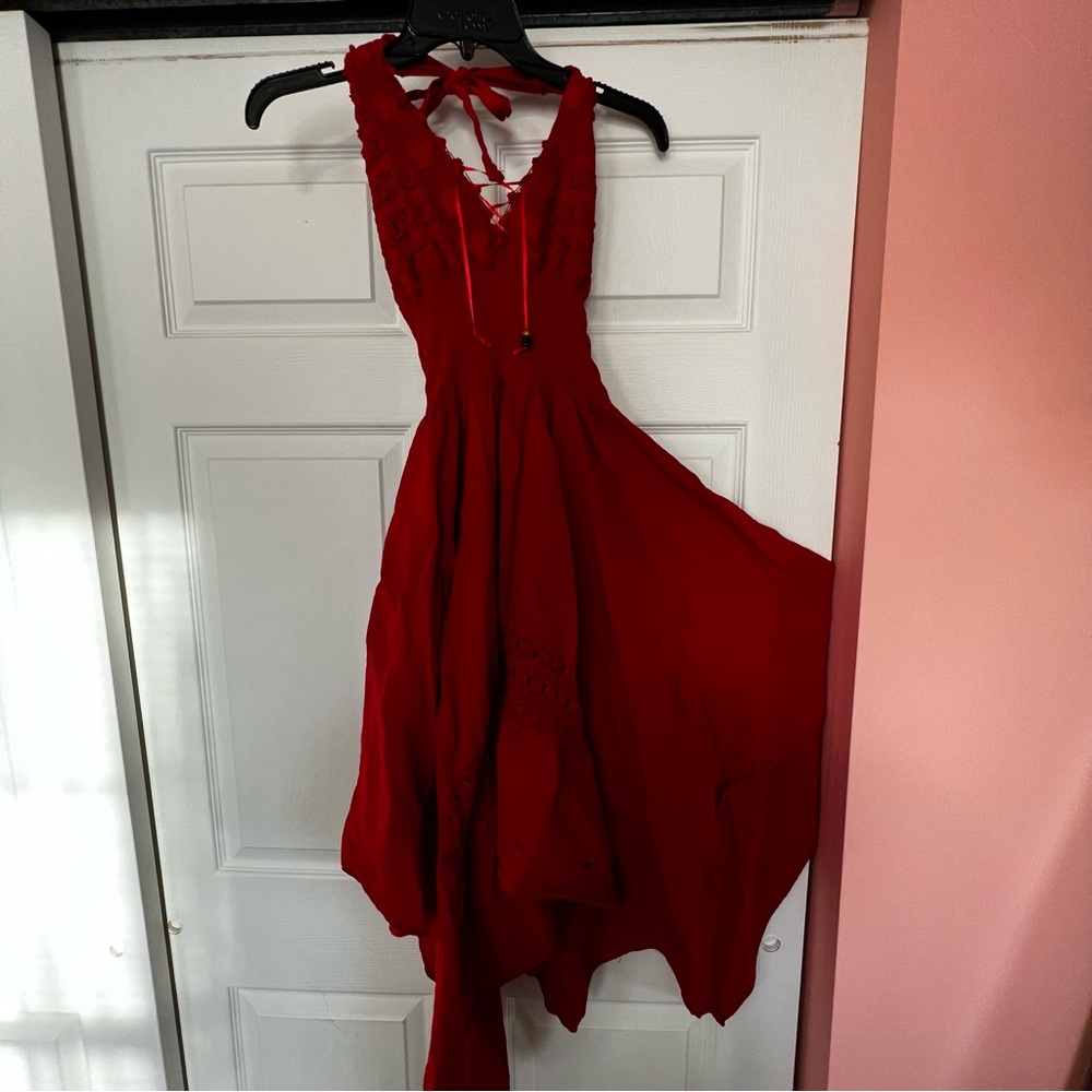 Red boho dress
